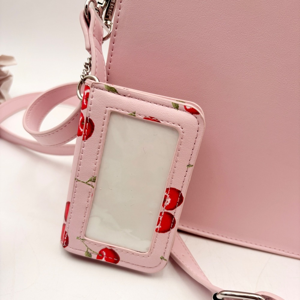 Steve Madden Bevelyn Pink Crossbody Bag Cherry Scarf Handle & Card Holder - Picture 14 of 15